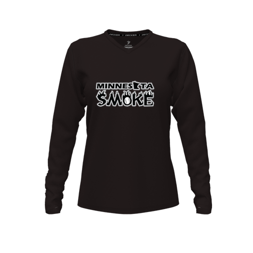 [CUS-DFW-TEES-CMF-VNK-LSL-BLK-FYXS-LOGO3] Decker Comfort T-Shirt (Female Youth XS, Black, V Neck, Logo 3, Long Sleeve)