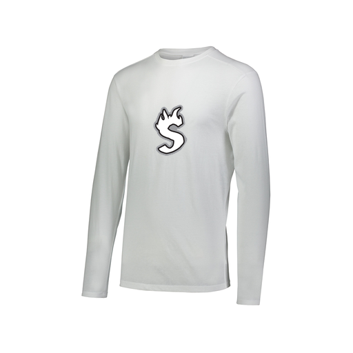 [FTLCUBWH-AXS-LOGO2] Decker Men's Tri-Blend T-Shirt - Long Sleeve (Adult XS, White, Logo 2)