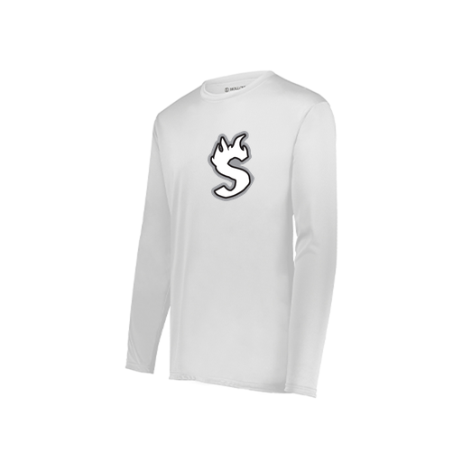 [222823.005.S-LOGO2] Youth LS Smooth Sport Shirt (Youth S, White, Logo 2)