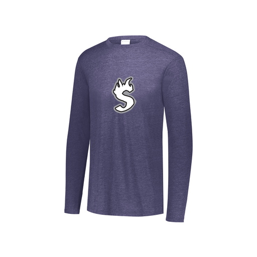 [FTLCUBNV-YS-LOGO2] Decker Youth Tri-Blend T-Shirt - Long Sleeve (Youth S, Navy, Logo 2)