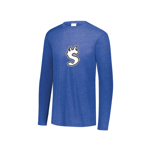 [FTLCUBRY-YS-LOGO2] Decker Youth Tri-Blend T-Shirt - Long Sleeve (Youth S, Royal, Logo 2)