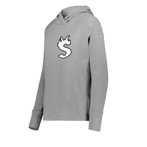 [222798-SIL-FAXS-LOGO2] Ladies Ventura Thin Knit Hoodie (Female Adult XS, Silver, Logo 2)