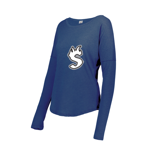 [FTLCUBRY-FAXS-LOGO2] Decker Women's Tri-Blend T-Shirt - Long Sleeve (Female Adult XS, Royal, Logo 2)