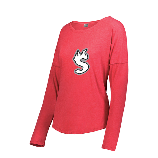 [FTLCUBRD-FAXS-LOGO2] Decker Women's Tri-Blend T-Shirt - Long Sleeve (Female Adult XS, Red, Logo 2)